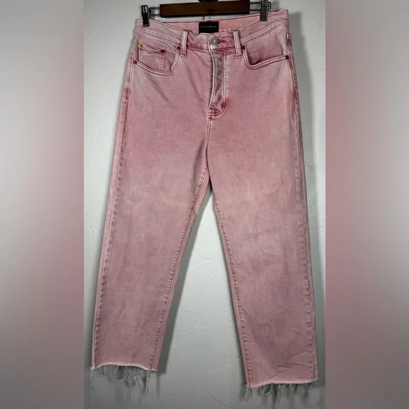 Lucky Brand 90’s Loose High Rise Crop Pink Acid Washed Denim Jeans Size 8/29 - Picture 4 of 11